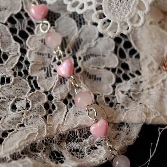 Beaded Pink Necklace With Cross - Picture 4 of 6